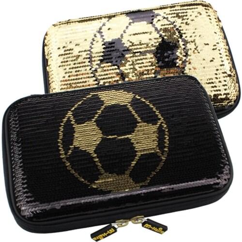 2021 New Sequins Pen Boxes School For Boys Eva Pencil Case Big Football Brush Pot Pencil Cartridges Cartoon Pen Bag Plush Man