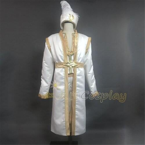 New Moive Lamp Aladdin White Cosplay Costume for Adult Man Halloween Carnival Party Cosplay Performance Comics Show Custom Made