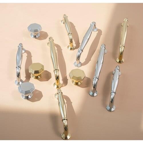 Original PVD electroplating pure brass pull style luxury high end wardrobe door drawer furniture gold and silver handle