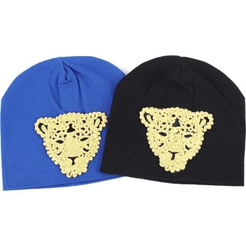 Autumn Winter Newborn Leopard Embroidery Slouchy Beanies for Boys and Girls DIY Skullies&Beanies for Kids Cotton Beanie Hat