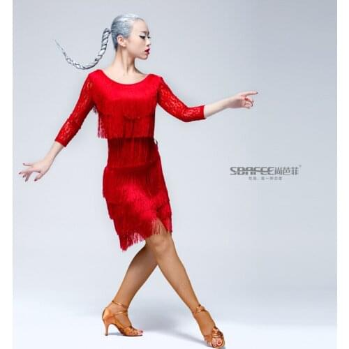 Latin Dance Dress Sexy Lace Tassels Skirts franjas roupas danskleding Dancing Shirts Tanzrock Latein Samba vestido latino mujer