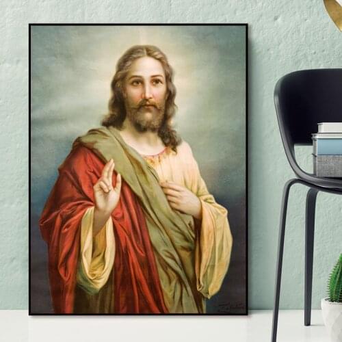 Jesus Portrait Christ Canvas Posters Prints Wall Art Painting Oil Decorative Picture Modern Living Room Home Decor Framework