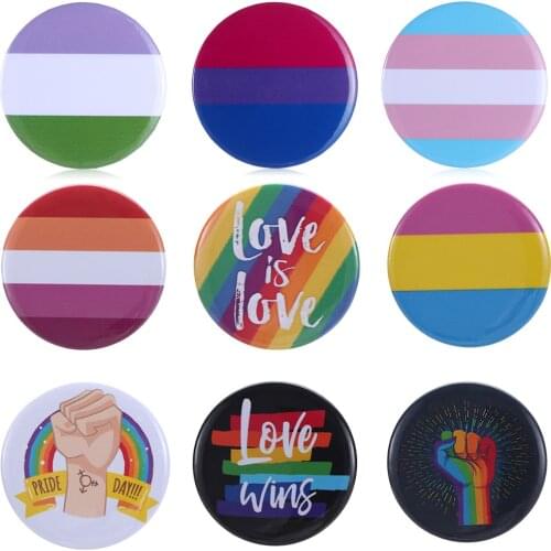 Pride Rainbow Gay Pins Flag Tinplate Badge Support Gay Lesbian Bisexual Transgender Symbol Pin Icons Brooch Jewelry Gifts Tools
