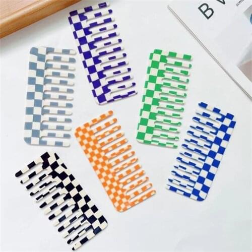 Korean Design Fashion Acetate Anti-static Massage Hair Combs Colorful Checkerboard Simple Hairdressing Comb Hair