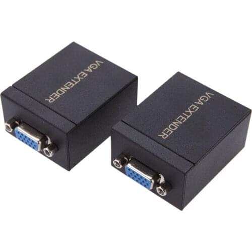 VGA Extender 60M Balun Adapter over Cat 5E Cat 6 RJ45 CAT-5e Repeater Splitter Support 1080P & 3D Free shipping