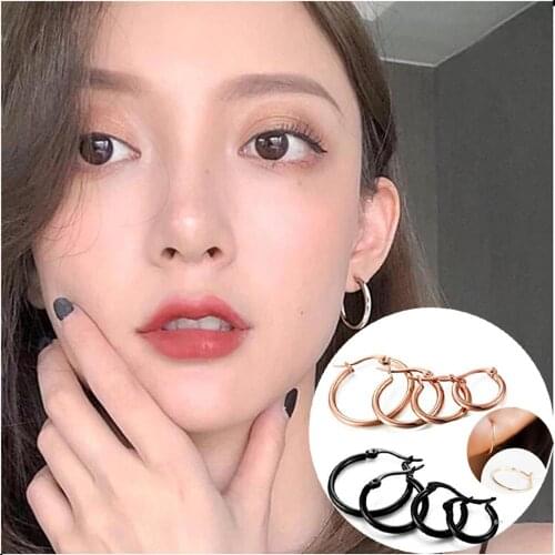 2pcs High Polished Earrings Click-Top Circle Hoop Earrings Steel Sexy Round Cartilage Piercing Oorbellen For Women Jewelry Gift