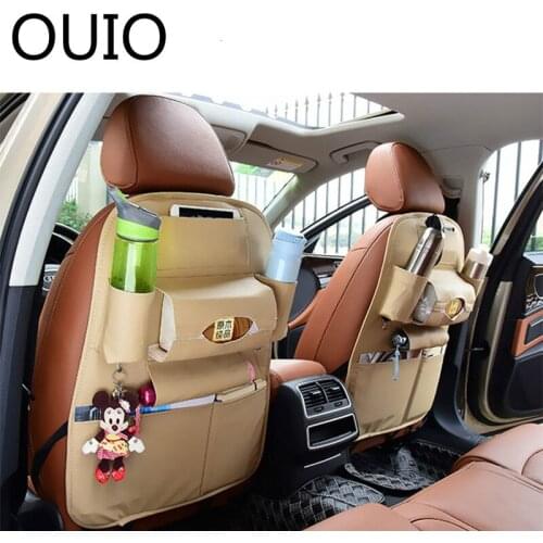 OUIO Car Back Seat Cover Bag Phone Holder Nets Styling For Audi A4 A3 A6 C6 B7 B8 B5 Q5 Seat Leon Ibiza Skoda Fabia Yeti Superb