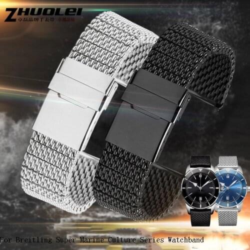 High-quality mesh belt for Breitling Super Marine Culture | Transoceanic Mens Watch Belt Accessories 22MM 24MM
