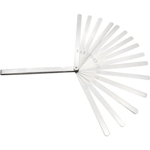 Uxcell Feeler Gauge 0.02-1.0mm 17 Pieces Stainless Steel Gauge for Measuring Gap Width Thickness Gauge 200mm Length