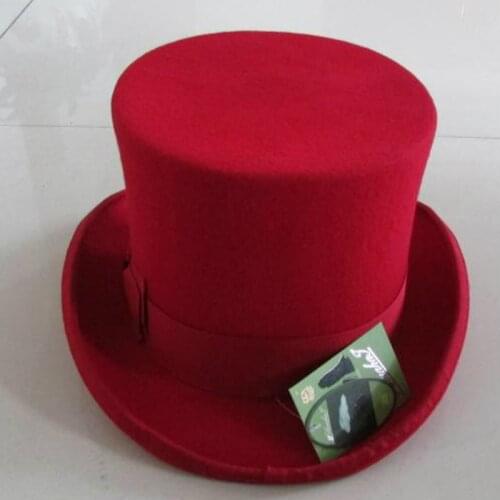 LIHUA Brand Women Party Fashion Wool Tophats Mens Flat top hats 100% wool derby hat felt 13cm bowler hat Magic Hat