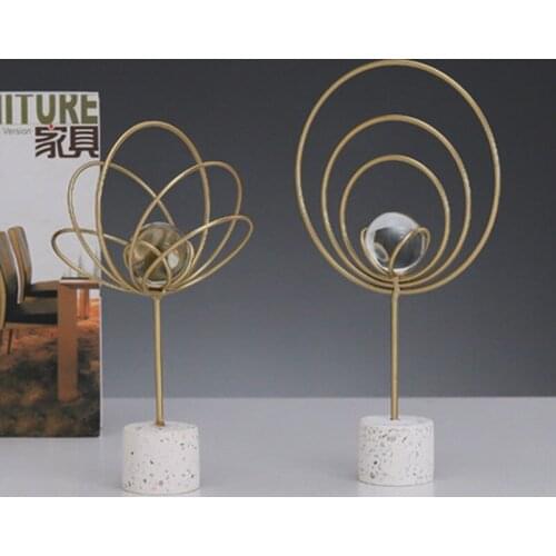 Nordic Crystal Ball Golden Eye Shape Ornaments Light Luxury Iron Crafts Creative Home Decor Cabinet Porch Desktop Decoration