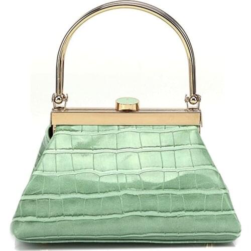 Crocodile Leather Handbag Metal Clip Aligator Bucket Bag Mini Premium Texture Croco Embossed Evening Bag Clutch Wedding Party