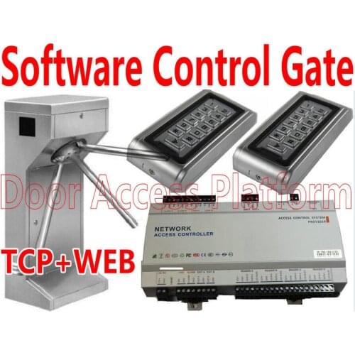 Tripod Turnstile machine with Metal case Outdoor Keypad Password Code+EM ID Card access readers for people in and people out kit