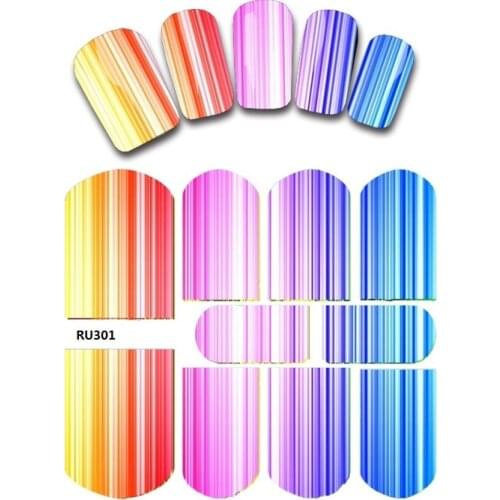 UPRETTEGO NAIL ART BEAUTY WATER DECAL SLIDER NAIL STICKER NEON RAINBOW COLORFUL BUBBLE WATER DROP RU301-306