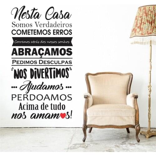 Wall Stickers Nesta Casa Somos Verdadeiros, Cometemos Erros Portuguese Quotes Vinyl Wallpaper For Bedroom Decor Decals RU2242