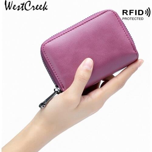 WESTCREEK Brand Card Holder RFID Blocking Women Credit Card Holder Anti Theft Business Card Case Men Antimagnetic Wallets Men