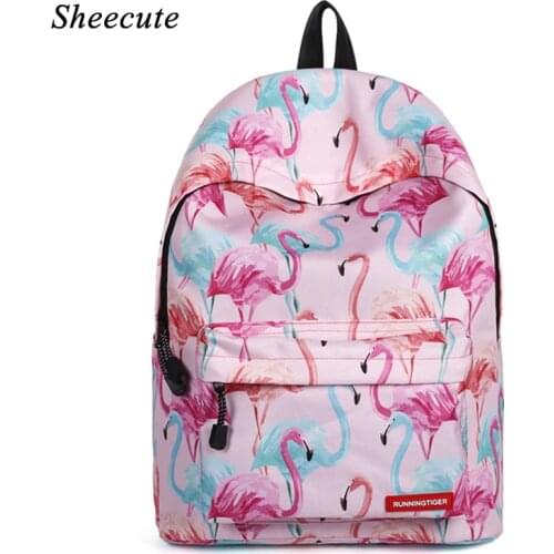Childrens Backpack Middle Primary School Backpack Bags for Women 2019 Fashion Pink Printed Flamingo Bag Girl Backpacks Kids Bag