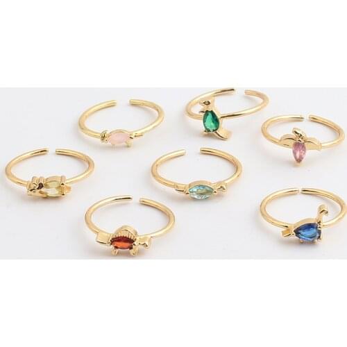 INS HOT Rainbow Dinosaur Womens Ring Colorful Zircon Open Finger Rings For Birthday Gift 2021 trend Cute anillos bijoux femme