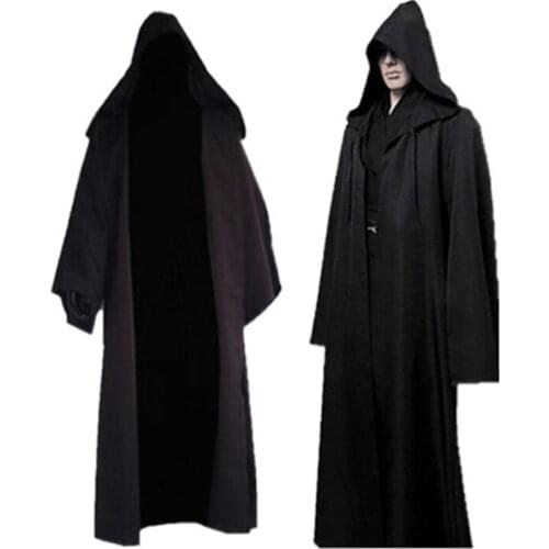 1 PC New Darth Vader Terry Jedi Black Robe Jedi Knight Hoodie Cloak Halloween Cosplay Costume Cape For Adult