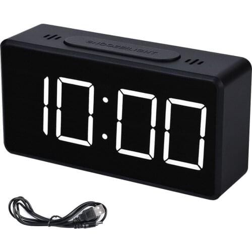 1pc Digital LED Mirror Display Alarm Clock Multifunction Snooze Desk Clock Temperature Calendar USB/AAA Powered Electronic