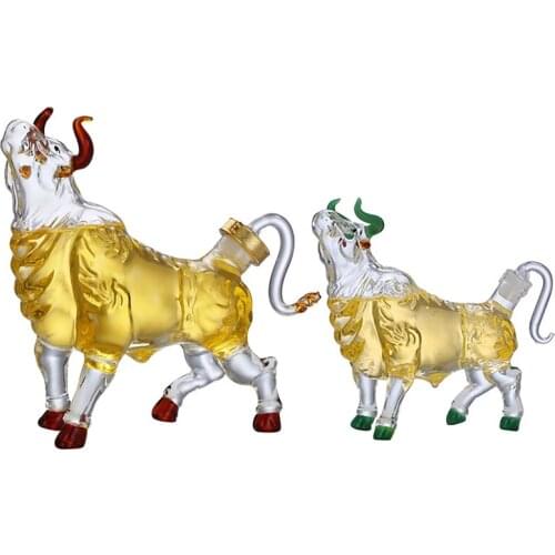 1Pcs Animal Bottle Handmade Glass Liquor Bottle Glass Bull Shape Bottle For Wine And Spirits Wiskey Decanters