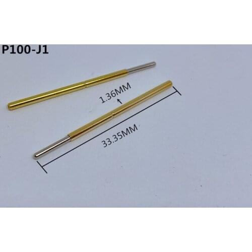 100pcs Metal Brass Nickel-Plated Compression Test Pin P100-J1 Diameter 1.36mm Electronic Household Universal Probe
