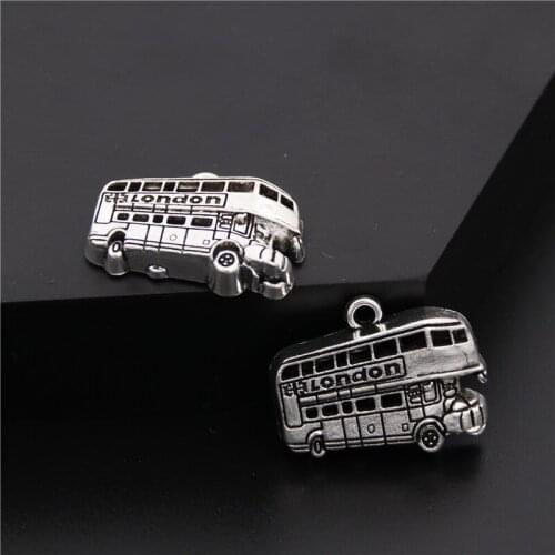 15pcs Tibetan Silver Color London Bus Car Charms Pendant Findings Accessories DIY Choker Necklace A181