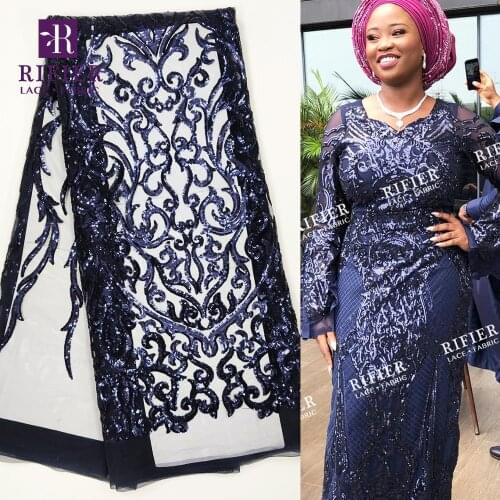 2019 Dazzling Design Nigerian Sequins Net Lace Fabric Sequined Embroidered Guinea Noble Lady Wedding Dress Tulle Mesh Net Fabric