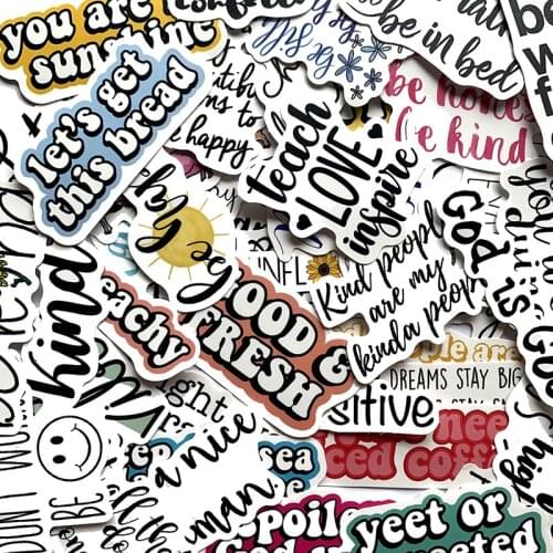 50Pcs/lot 2021 Waterproof Inspirational writing English Stickers For Snowboard Laptop Luggage Bicycles Backpack stickers