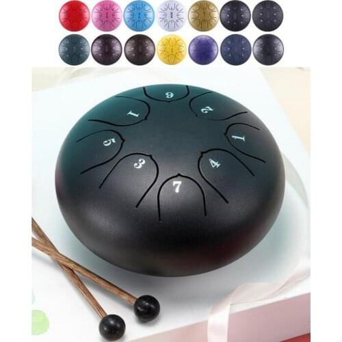 6 inch 8-Tone Steel Tongue Drum Mini Hand Pan Drums with Drumsticks Percussion Musical Instrument for relaxation yoga practice