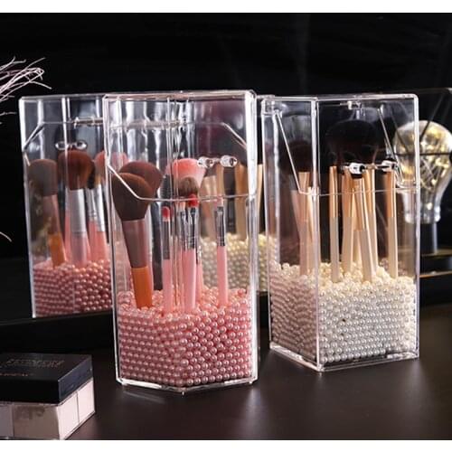 Acrylic Makeup Brush Organizer Transparent Jewelry Storage Box With Lid Cosmetic Brush Storage Box