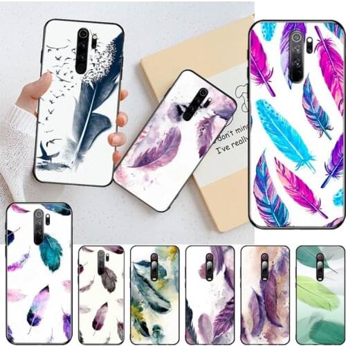 Watercolor Painting feathers Phone Case for Redmi 9A 8A 7 6 6A Note 9 8 8T Pro Max Redmi 9 K20 K30 Pro