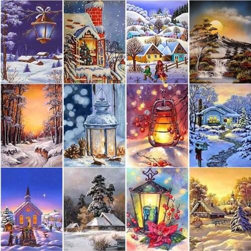 New 5D DIY Diamond Painting Snow Scene Diamond Embroidery Scenery Cross Stitch Full Square Round Drill Crafts Home Decor Gift