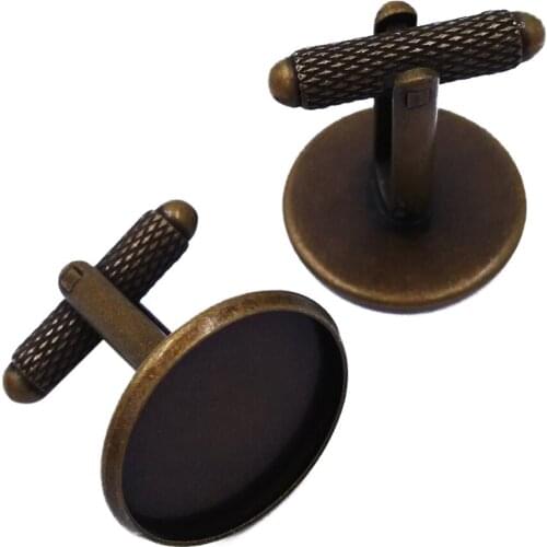 Antique Bronze 12mm 14mm 16mm 18mm 20mm Copper French Cufflinks Cufflink Base Cuff Link Settings Cabochon Cameo Base CL011
