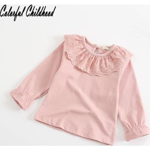 Baby Girls White Blouse Spring autumn Lace Girls Shirt Long-Sleeve Tops toddler kids Clothing 0-24m