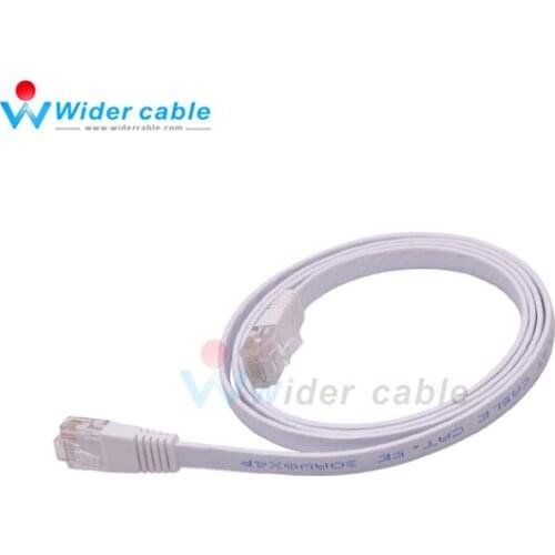 White 30AWG 8P8C Flat RJ45 Computer Cable Bare Copper Patch Cord CAT5e Free Shipping