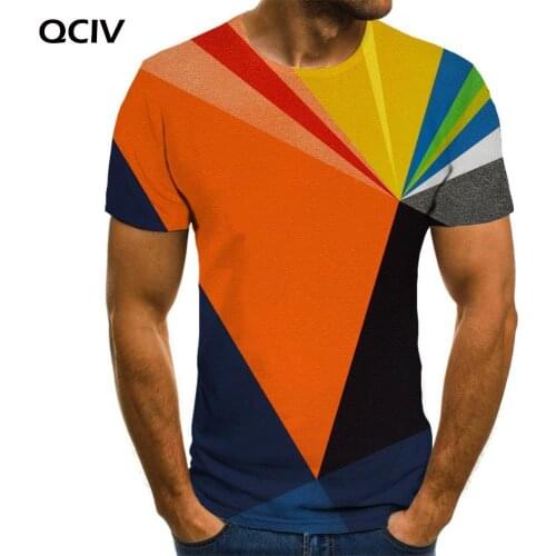 QCIV Colorful T shirt Men Geometry Tshirt Printed Graphics Tshirts Casual Cool Funny T shirts Short Sleeve summer Printed Style