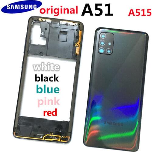 For Samsung Galaxy A51 2020 A515F A515FN A515X A515 Original Phone Housing Chassis Middle Frame Back Cover+Camera Lens Cover