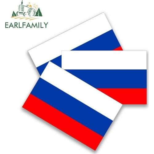 EARLFAMILY 13cm 3Pcs Russian Flag Vinyl Car Wrap Stickers Motorcycle Decal Campervan Graffiti Surfboard Windshield Decor