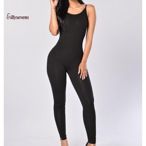 Eillysevens Summer Bodysuit Women Solid O-neckwomen Sexy Slim Yoga Pants Fitness Sleeveless Mid Jumpsuit Monos Mujer