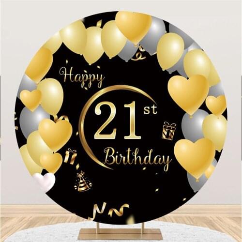 Happy 21st Birthday Balloons Theme Round Background Birthday Party Decoration Photography Photo Circle Backdrop Banner