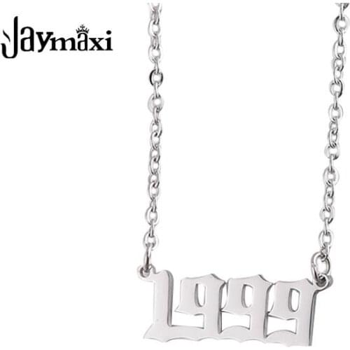 Jaymaxi 1999 Year Pendant Necklace Stainless Steel Digital 1999 Mirror Polished Women Gift Necklace 5Pieces/lot