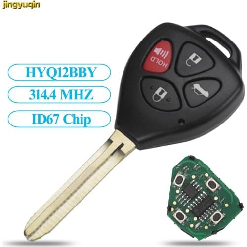 Jingyuqin Remote Car Complete Key HYQ12BBY for Toyota Camry Avalon Corolla Matrix RAV4 Venza Yaris 4BTN 314.4Mhz ID67 4D67 Chip