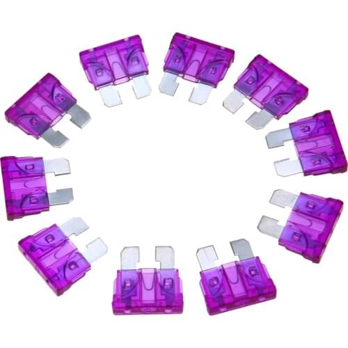 10pcs 3A Coded Standard Blade Fuse DC 8-32V Assorted PC+Zn Alloy Fuse Components for Auto Car Truck Boat