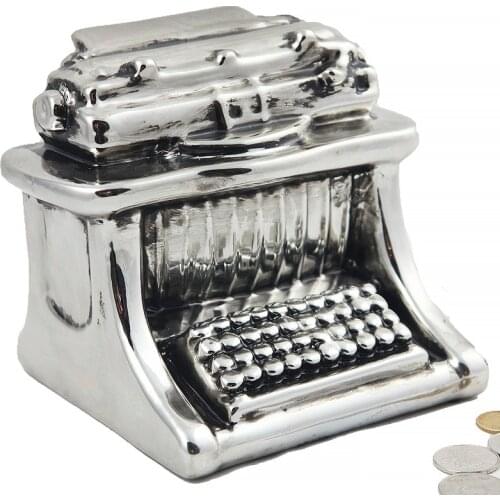Creative retro typewriter shape piggy bank Do old silver resin Money Boxes