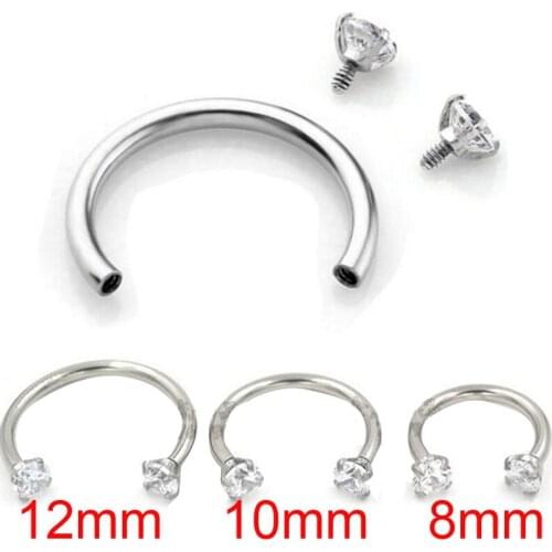 1 Piece Round Zircon Internally Threaded Stainless Steel Nose Circular Barbell Ring Piercing Body Jewelry Hoop