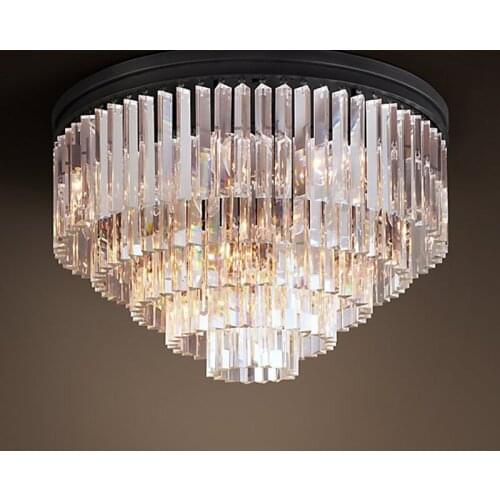 American minimalist round crystal ceiling lamp Living room retro atmosphere romantic bedroom restaurant aisle ceiling lamp
