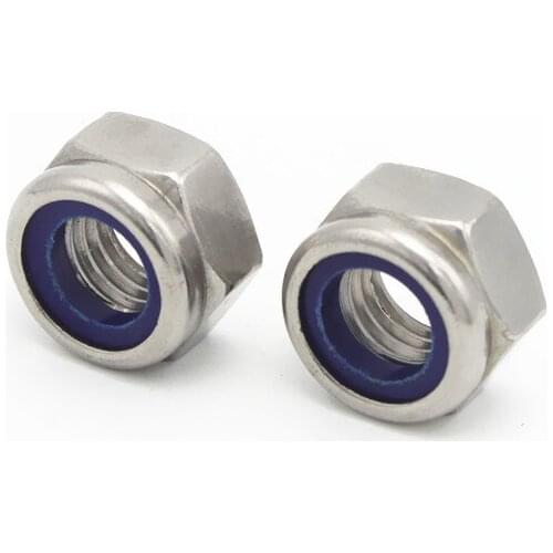 M3/M4/M5/M6/M8/M10-M20 DIN985 Nylon Slip Lock Nut Self-locking Hex Nuts Locknut 304 Stainless Steel