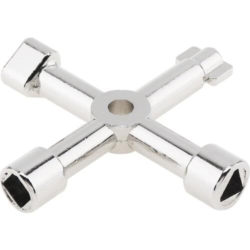 Multi-function Silver 45# Steel Key Wrench Cross Triangle Plumber Key Wrench for Electric Control Cabinet Train Elevator