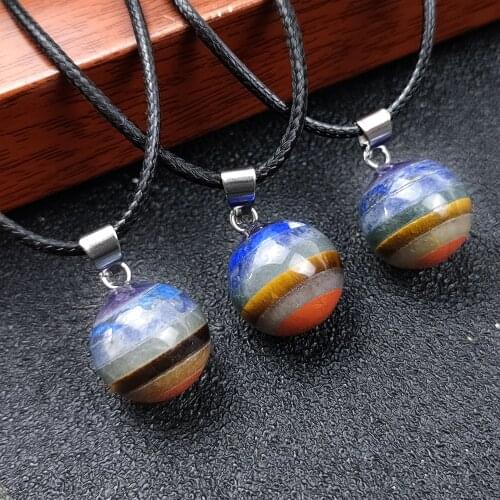 Fashion Necklace Chakela Seven Chakras Energy Ball Pendant Guide Meditation Meditation Necklace Healing Stone Pendant